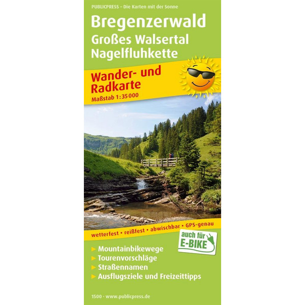 Bregenzerwald, Großes Walsertal, Nagelfluhkette Wander- und Radkarte 1 : 35 000 Wanderkarte NOPUBLISHER