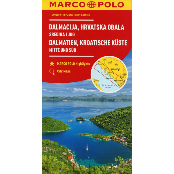  MARCO POLO Karte HR Dalmatien, Kroatische Küste 1: 200 000 - Straßenkarte