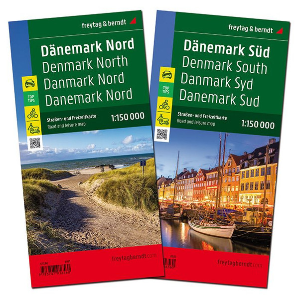 Dänemark Nord und Süd, Autokarten 1:150.000 Straßenkarte NOPUBLISHER