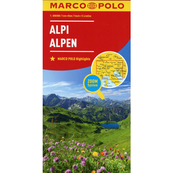  MARCO POLO Länderkarte Alpen 1:800 000 - Straßenkarte