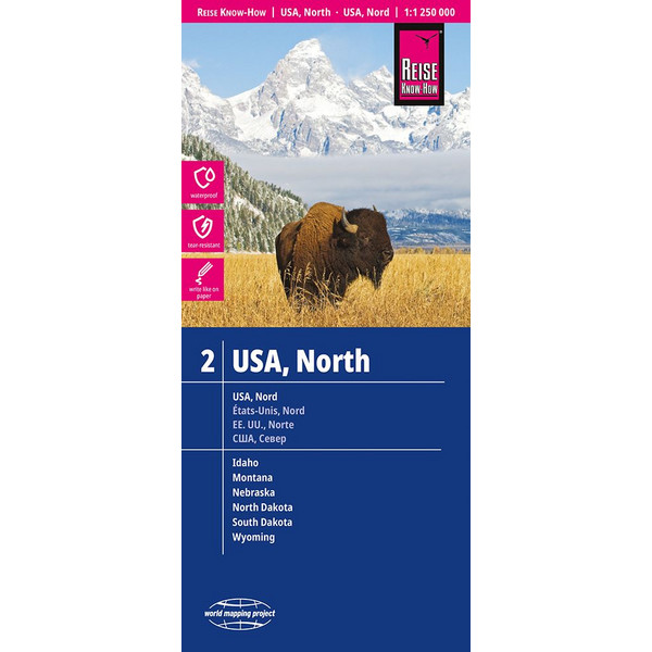 Reise Know-How Landkarte USA 02 Nord 1 : 1.250.000. Idaho, Montana, Wyoming, North Dakota, South Dakota, Nebraska Straßenkarte NOPUBLISHER