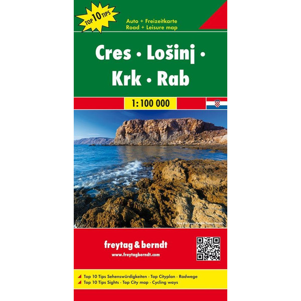 Cres - LoSinj - Krk - Rab, Top 10 Tips, Autokarte 1:100.000 Straßenkarte NOPUBLISHER