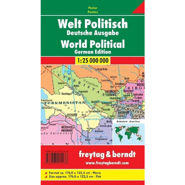 Welt politisch 1 : 25 000 000 deutsch Straßenkarte NOPUBLISHER