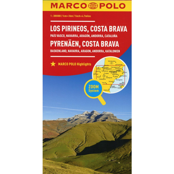  MARCO POLO Karte Spanien Pyrenäen, Costa Brava 1:300 000 - Straßenkarte