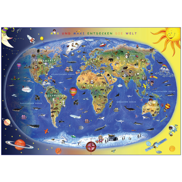Kinderweltkarte Lernposter mit Metallbeleistung Weltkarte STIEFEL EUROCART GMBH