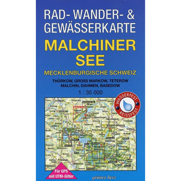  Rad-, Wander- und Gewässerkarte Malchiner See, Mecklenburgische Schweiz 1:35.000 - Fahrradkarte
