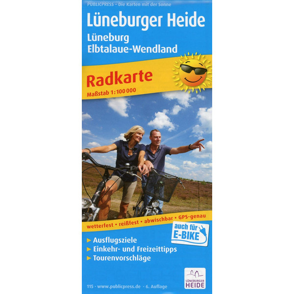 Radwanderkarte Lüneburger Heide - Lüneburg, Elbtalaue-Wendland  1:100 000 Fahrradkarte PUBLICPRESS
