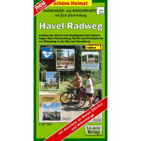 Radwander- und Wanderkarte Havel-Radweg 1 : 50 000 (mit Zick-Zack Faltung) Wanderkarte BARTHEL DR.