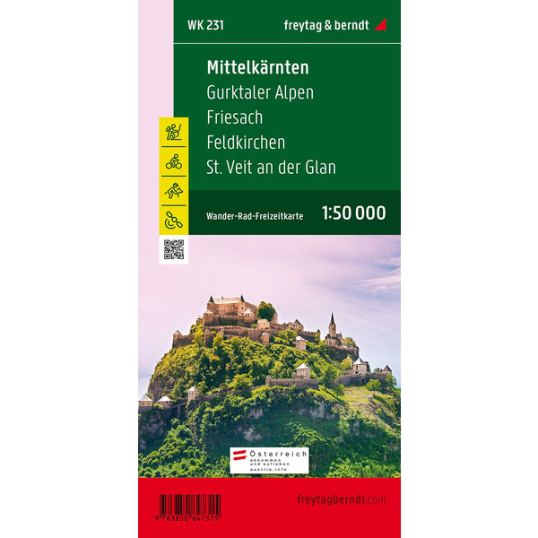  Mittelkärnten, Gurktaler Alpen, Friesach, Feldkirchen, St. Veit an der Glan 1 : 50 000. WK 231 - Wanderkarte
