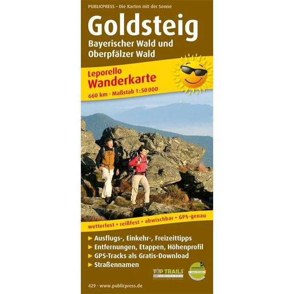 Wanderkarte Goldsteig, Bayerischer Wald und Oberpfälzer Wald 1 : 50 000 Wanderkarte PUBLICPRESS