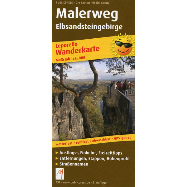 Malerweg Elbsandsteingebirge 1:25 000 Wanderkarte PUBLICPRESS