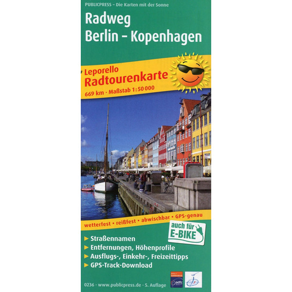Radtourenkarte Radweg Berlin - Kopenhagen 1 : 50 000 Fahrradkarte PUBLICPRESS