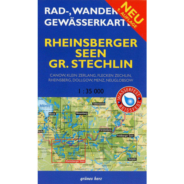 Rheinsberger Seen, Großer Stechlin 1 : 35 000 Rad -, Wander- und Gewässerkarte Fahrradkarte GRÜNES HERZ, VERLAG