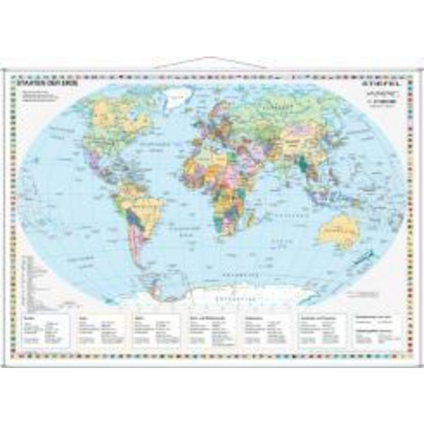 Staaten der Erde im Miniformat. Wandkarte mit Metallleiste 1:60000000 Weltkarte STIEFEL EUROCART GMBH