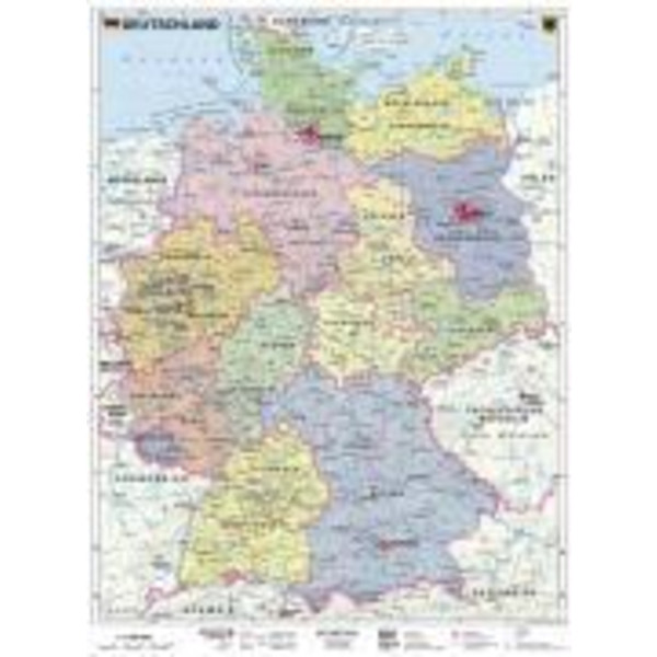 Deutschland, politisch 1 : 1 000 000. Wandkarte Kleinformat ohne Metallstäbe Poster STIEFEL EUROCART GMBH