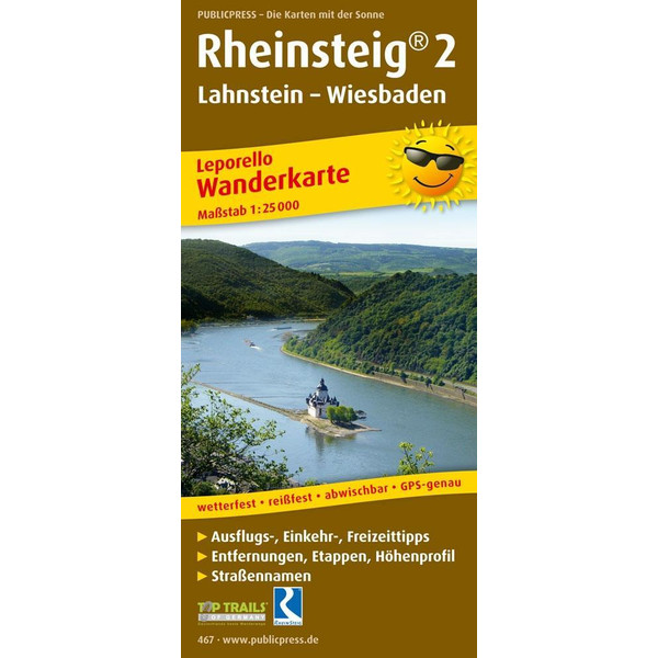 Wanderkarte Rheinsteig 02. Lahnstein - Wiesbaden 1 : 25 000 Wanderkarte PUBLICPRESS