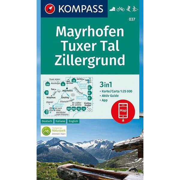  Mayrhofen, Tuxer Tal, Zillergrund 1:25 000 - Wanderkarte