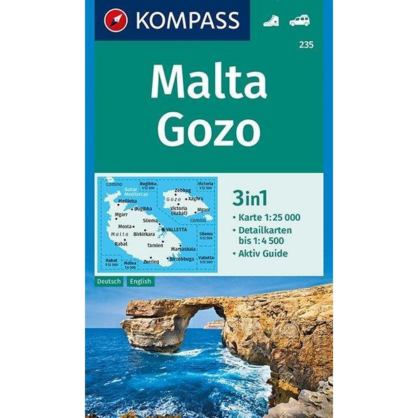 Malta, Gozo 1:25 000 Straßenkarte KOMPASS KARTEN GMBH