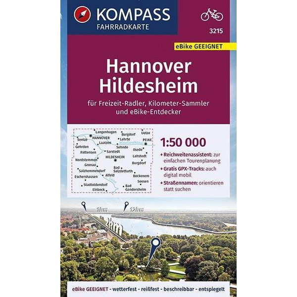 KOMPASS Fahrradkarte Hannover, Hildesheim 1:50.000, FK 3215 Fahrradkarte KOMPASS KARTEN GMBH