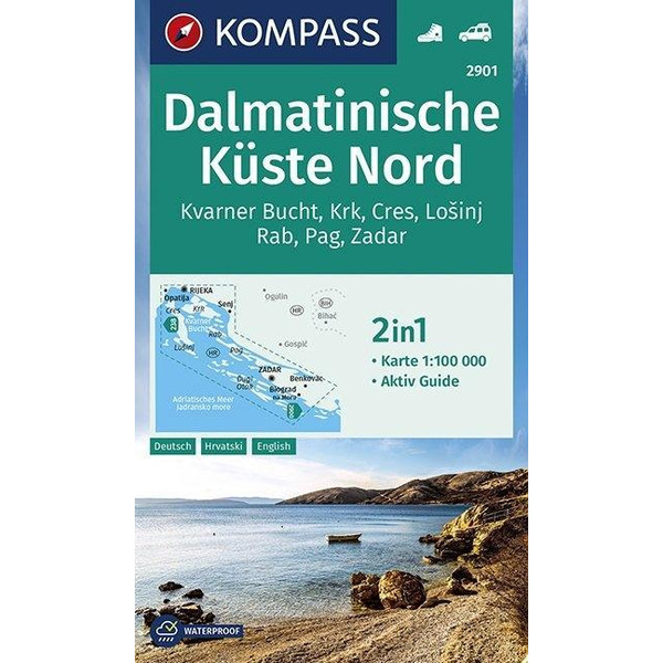 Dalmatinische Küste Nord 1:100 000 Straßenkarte KOMPASS KARTEN GMBH