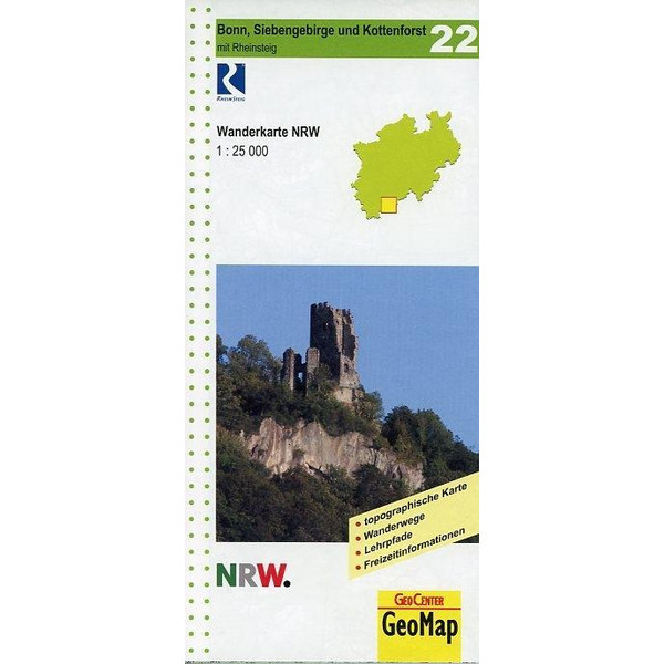  Nordrhein-Westfalen Wanderkarte 22 Bonn: Siebengebirge und Kottenforst mit Rheinsteig 1  : 25 000 - Wanderkarte