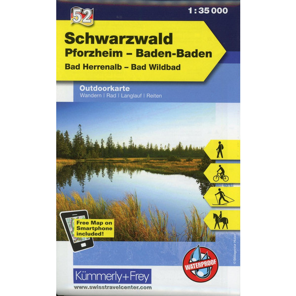  KuF Deutschland Outdoorkarte 52 Schwarzwald, Pforzheim, Baden-Baden, Bad Herrenalb, Bad Wildbad 1 : 35 000 - Wanderkarte