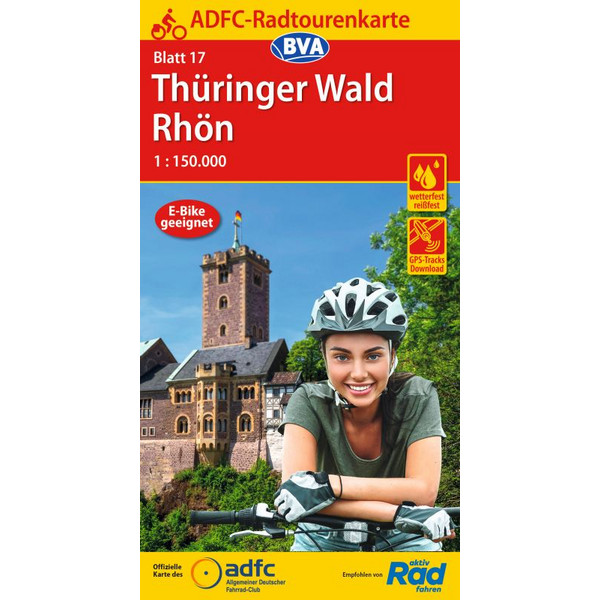  ADFC-Radtourenkarte 17 Thüringer Wald Rhön 1:150.000, reiß- und wetterfest, GPS-Tracks Download - Fahrradkarte