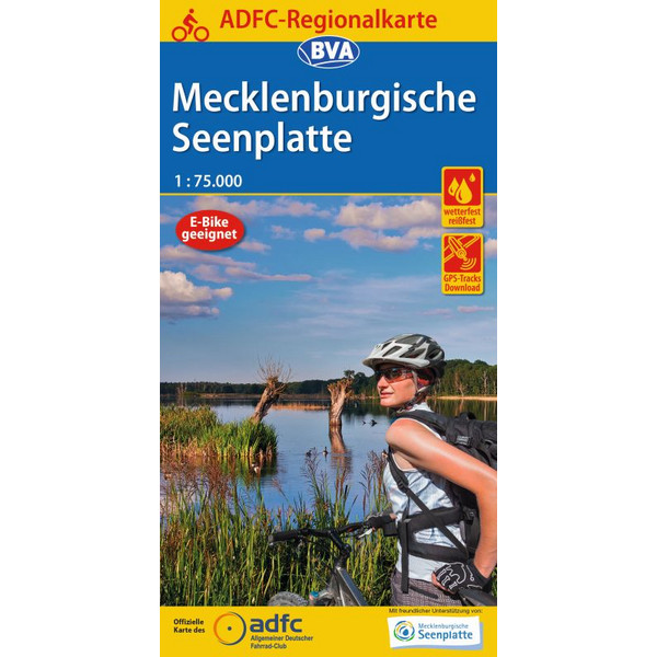  ADFC-Regionalkarte Mecklenburgische Seenplatte 1:75.000, reiß- und wetterfest, GPS-Tracks Download - Fahrradkarte