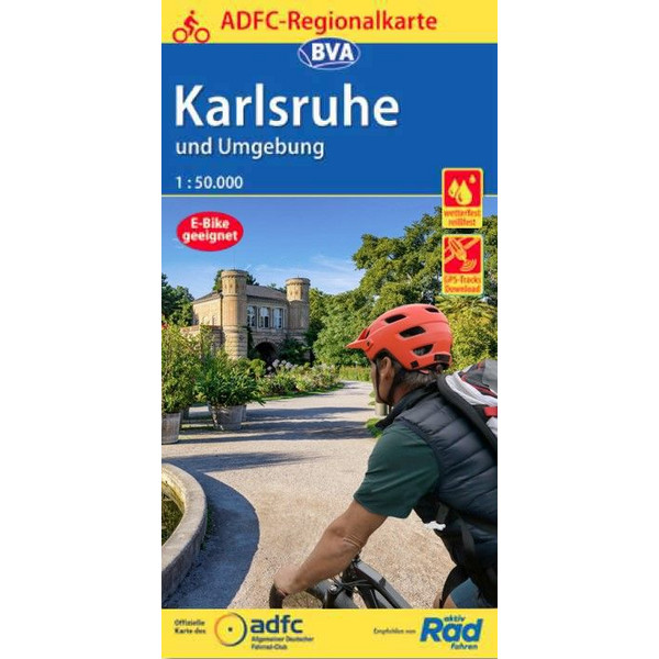  ADFC-Regionalkarte Karlsruhe und Umgebung,1:50.000, reiß- und wetterfest, GPS-Tracks Download - Fahrradkarte