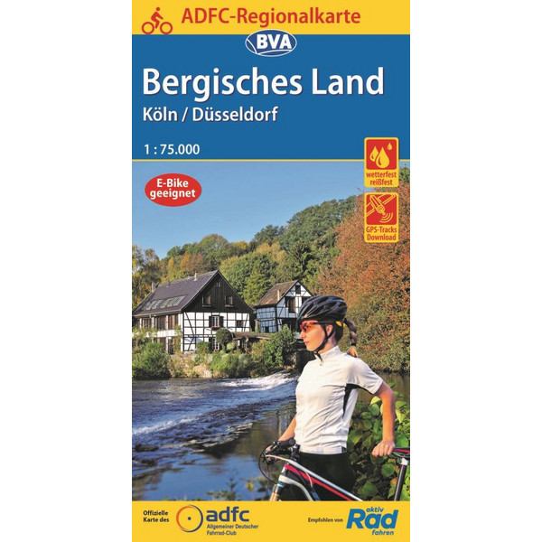  ADFC-Regionalkarte Bergisches Land Köln/Düsseldorf 1:75.000, reiß- und wetterfest, GPS-Tracks Download - Fahrradkarte