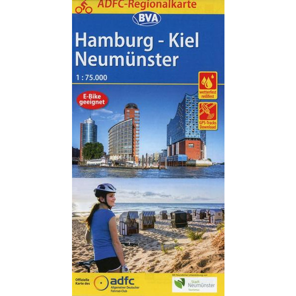 ADFC-Regionalkarte Hamburg/Neumünster/Kiel 1:75.000, reiß- und wetterfest, mit GPS-Tracks-Download Fahrradkarte BVA BIELEFELDER VERLAG