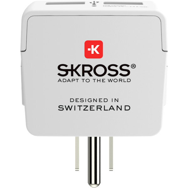 SKROSS EUROPE TO US USB Reisestecker WHITE