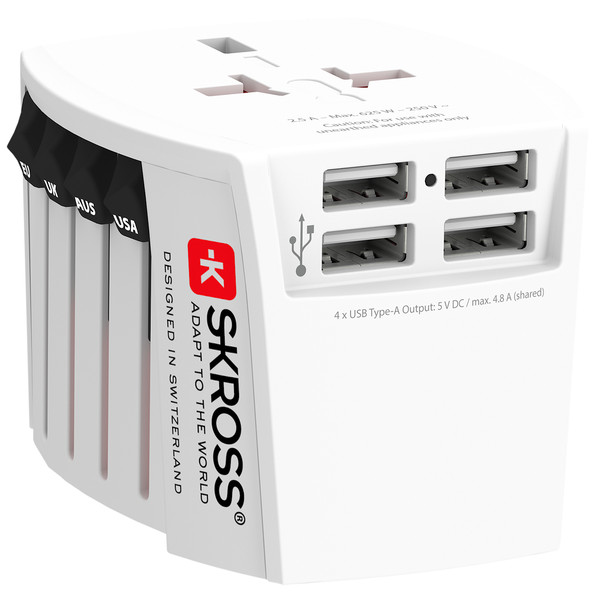 SKROSS MUV USB (4XA) Reisestecker WHITE