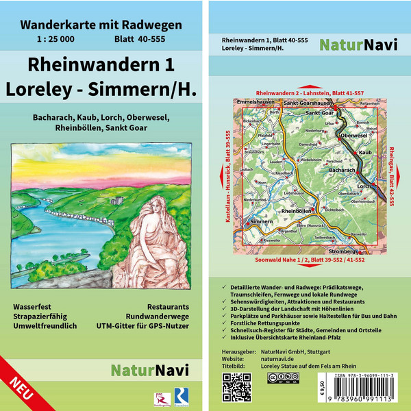 RHEINWANDERN 1 - LORELEY - SIMMERN/H. 1:25 000 - Wanderkarte