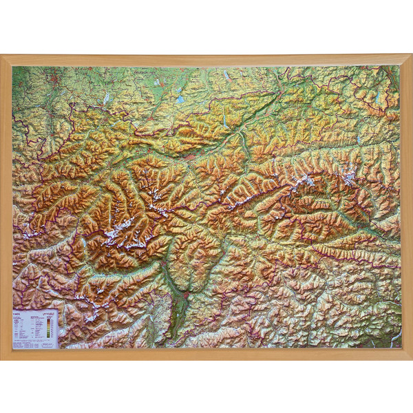  RELIEF TIROL 1:325.000 MIT NATURHOLZRAHMEN - Karte