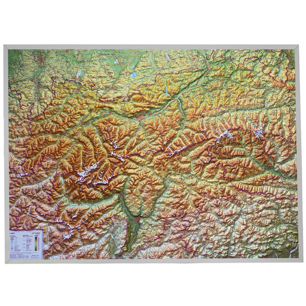  RELIEF TIROL 1:325.000 MIT ALUMINIUMRAHMEN - Karte