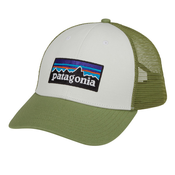Patagonia P-6 LOGO LOPRO TRUCKER HAT Unisex Cap WHITE W/BUCKHORN GREEN
