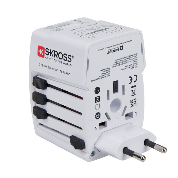 SKROSS WORLD USB CHARGER AC45PD WITH USB-C CABLE Reisestecker WEIß
