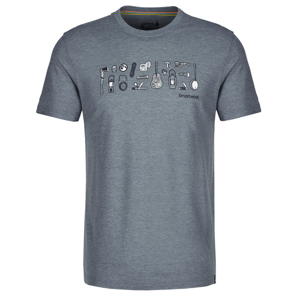 Smartwool GONE CAMPING GRAPHIC SHORT SLEEVE TEE SLIM FIT Unisex Funktionsshirt PEWTER BLUE