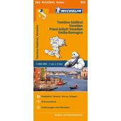  Michelin Trentino-Südtirol,Venetien, Friaul-Julisch Venetien, Emilia Romagna. Straßen- und Tourismuskarte 1:400.000  - Straßenkarte