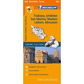  Michelin Toskana, Umbrien, San Marino, Marken, Latium, Abruzzen. Straßen- und Tourismuskarte 1:400.000  - Straßenkarte