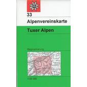  DAV Alpenvereinskarte 33 Tuxer Alpen 1 : 50 000 Wegmarkierung  - Wanderkarte
