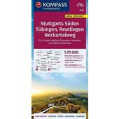  KOMPASS Fahrradkarte Stuttgarts Süden, Tübingen, Reutlingen, Neckartalweg 1:70.000, FK 3331  - Fahrradkarte