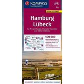  KOMPASS Fahrradkarte Hamburg, Lübeck 1:70.000, FK 3341  - Fahrradkarte